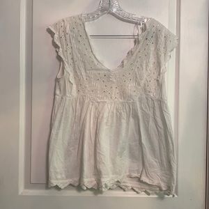 White Lucky Brand Crochet Top